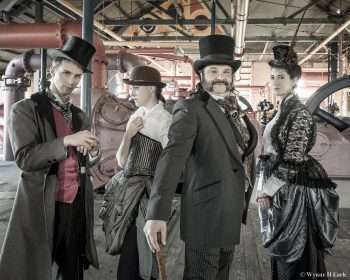 steampunk, brass family, brass, actors, acting, costume, gasworks